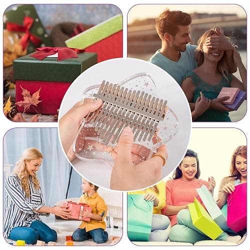 LUCKIPLUS Cute Kalimba Thumb Piano 17 Keys-Star Crystal Acrylic Finger Piano-Portable Mbira Musical Instruments Cute Christmas Gift with Tune Hammer and Study Instruction for Adults Beginners thumbnail 7