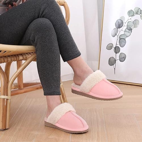 Litfun Women's Fuzzy Memory Foam Slippers Fluffy Winter House Shoes Indoor and Outdoor - 9-10 - Pink thumbnail 6