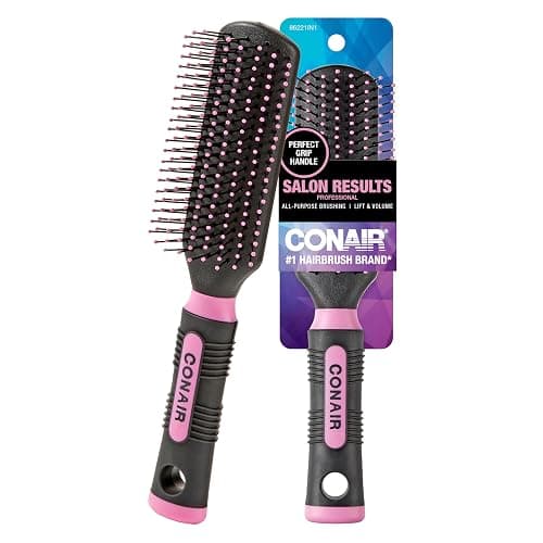 Conair Salon Results Hairbrush - Hair brush for Men and Women - Detangling - suitable for all hair types -features Nylon Bristles - Pink/Black - Image 1
