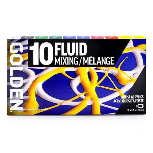 GOLDEN Fluid Acrylics, Fluid Mixing Set, 10 Color, 1 fl. oz. Bottles, Professional Acrylic Paint thumbnail 4