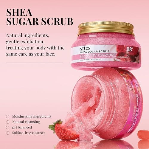 Sttes Smell Rio Shea Sugar Body Scrub 606 (Pressable Strawberry Gummies) – Strawberry Candy Scent Shower Treatment 250g thumbnail 4