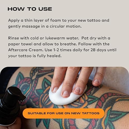 Stories & Ink Tattoo Care | AFTERCARE FOAM CLEANSER for fresh tattoos - For Fresh Tattoos, Soothes Skin, Ultra Gentle Soap, Sulfate Free, Fragrance-free, Vegan & Cruelty-free, 150 mL / 5.1 Fl Oz thumbnail 6