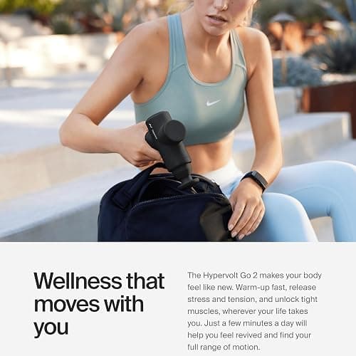 Hyperice Hypervolt Go 2 - Black - Featuring Quiet Glide Technology - Handheld Percussion Massage Gun - 3 Speeds, 2 Interchangeable Heads - Helps Relieve Sore Muscles and Stiffness - FSA-HSA Eligible thumbnail 4