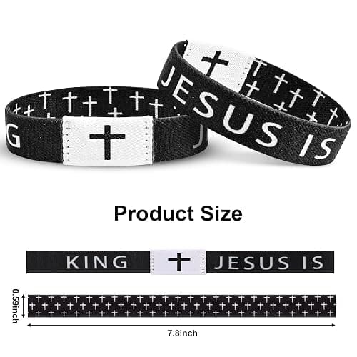 Pmormyy Daily Bible Verse Jesus is King Bracelet, Christian Jesus Wearable Bracelet Wristband for Women Men thumbnail 4