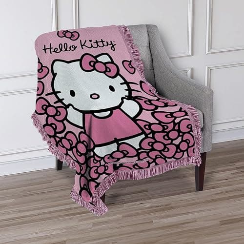 Northwest Hello Kitty Woven Jacquard Throw Blanket, 46" x 60", Perfect Polka Dots thumbnail 2
