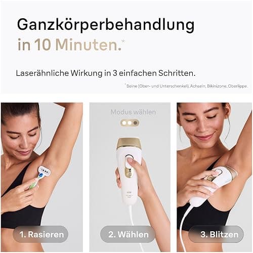 Braun IPL Silk·expert Pro 5 – IPL Geräte Haarentfernung, dauerhaft und schmerzfrei Haarentfernung für Zuhause – Etui mit Gillette Venus Rasierer, 2 Aufsätze, Designed In Germany – PL5156, Weiß/Gold thumbnail 3