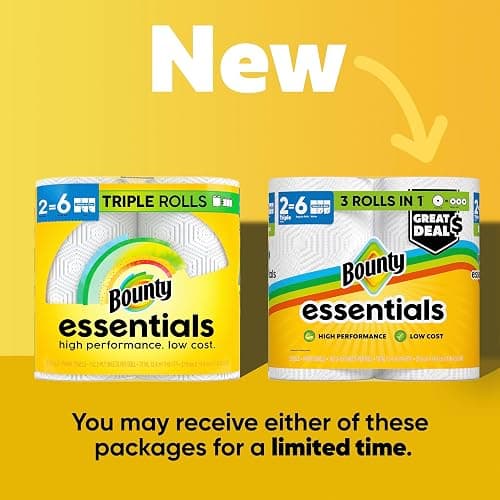 Bounty Essentials Select-A-Size Paper Towels, White, 2 Triple Rolls = 6 Regular Rolls (Packaging May Vary) thumbnail 2