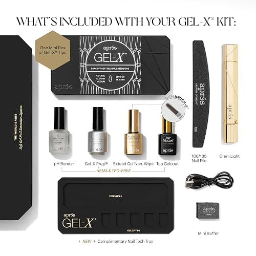 Aprés Gel-X Professional Nail Extension Starter Kit, 14 Sizes 00-9 w/ Half Sizes, Soft Gel-X Tips, HEMA/TPO-Free (Sculpted Almond Medium) thumbnail 2