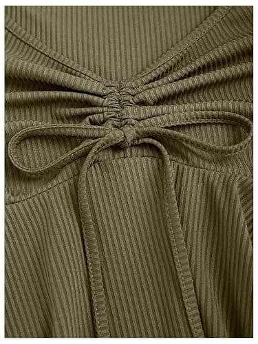 SOLY HUX Women's Peplum Tops Long Sleeve Babydoll Shirts Y2k Cute Tie Front Sweetheart Neckline Top thumbnail 3