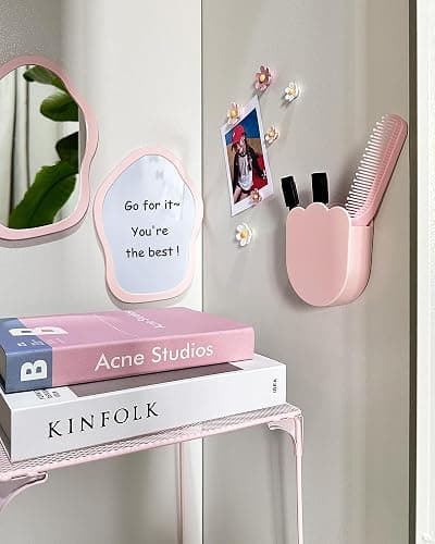 KEYDUACU 12 pcs Girls Pink Locker Accessories, Locker Decorations Including Mirrors, whiteboards, Magnets and organizing Supplies. Ideal for Back-to-School Essentials and The Office (12 pcs-Pink) thumbnail 4