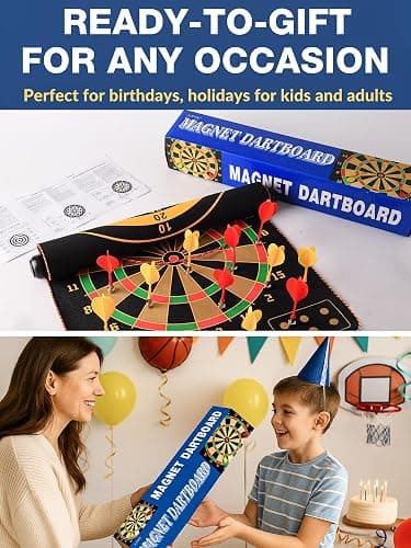 Magnetic Dart Board for Kids, Teens, Adults, Double-Sided Roll-Up Dart Board Games for Kids Age 3-18 with 12 Magnetic Darts, Indoor Outdoor Boys Toys for Backyard, Gifts for Teen Boys thumbnail 7