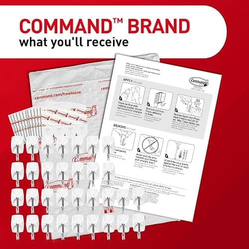 Command Small Wire Toggle Hooks, 32 Count, and 48 Strips, Damage Free Hanging Wall Hooks with Adhesive Strips, No Tools Required for Hanging, Organization and Storage, Holds up to 0.5 lb thumbnail 3