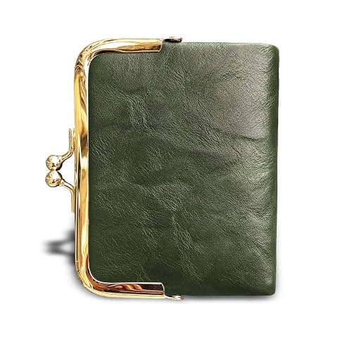 AOXONEL Womens Wallet Small Rfid Ladies Compact Bifold Leather Vintage Coin Purse With Zipper and Kiss Lock thumbnail 3