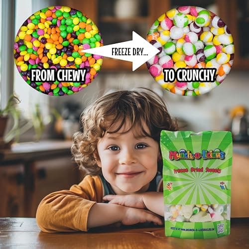Munch-o-licious Freeze Dried Sweets - NEW 120g - 7 Types/Squashies/Lemon Refresher/Skittles/Chewits/Wham bar/Wham Tastic/Apple refresher thumbnail 6