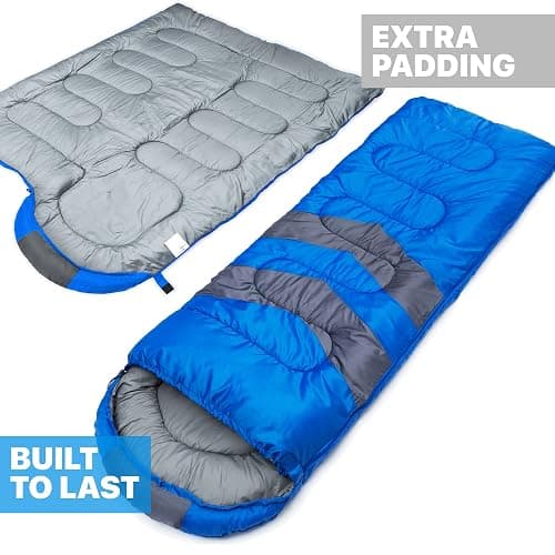 MalloMe Sleeping Bags for Adults Cold Weather & Warm - Backpacking Camping Sleeping Bag for Kids 10-12, Girls, Boys - Lightweight Compact Camping Essentials Gear Accessories Hiking Sleep Must Haves - 50-80°F Everyday 3 Season - Blue thumbnail 3