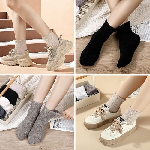 Fullogo Fuzzy Socks for Women, Winter Warm & Cozy Fluffy Socks Womens Ultra Soft Sleeping Slipper Sock for Women Gifts thumbnail 2