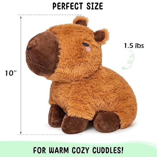 Capybara Microwavable & Weighted Stuffed Animals - 1.5 Lbs Unscented Heating Pad for Period Cramps Pain Relief and Anxiety, Cute Capybara Plush Toys Gifts for Women Girls Adults and Kids by Happy Fuel thumbnail 2