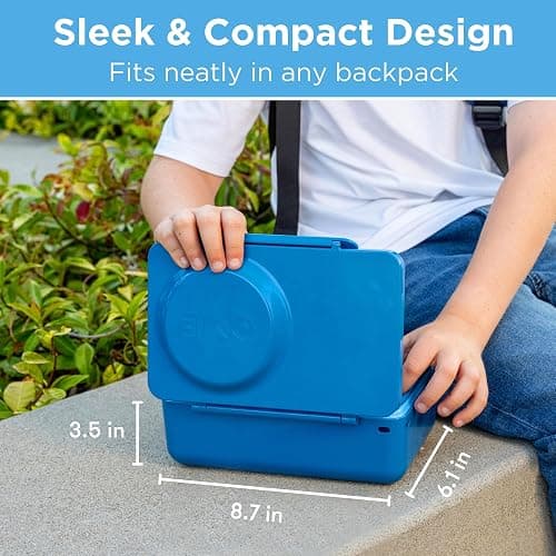 Omie OmieBox UP bento Box for Kids | Insulated Lunch Box | Leak Proof Vacuum Insulated Thermal Food jar | Cooler ice Pack | 2 Compartments (Cosmic Blue) thumbnail 3