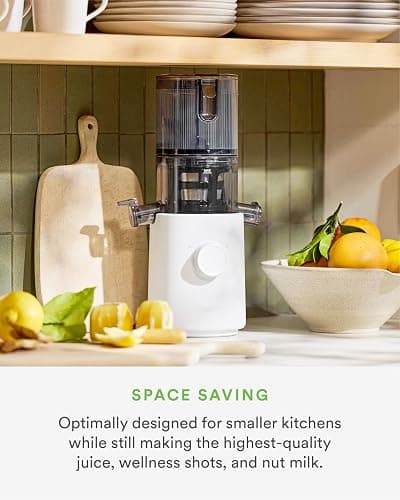 Nama J3 Compact Cold Press Juicer – Space Saving & Self Feeding for Hands-Free Operation – Lightweight, Portable Zero Waste Slow Masticating Juicer – Easy Cleanup & Assembly - White thumbnail 6