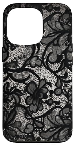 Motivo vintage pizzo nero Custodia per iPhone 13 Pro - Image 1