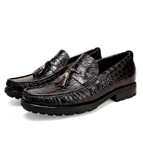 GOLDEN COXES FAMILY Premium Leather Tassel Loafer for Men, Classic Alligator Printed Thick Sole Dress Loafers Shoes for Mens thumbnail 7