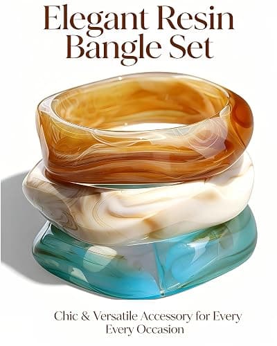ÌF ME Acrylic Bangles Bracelets for Women, Irregular Acrylic Resin Chunky Bracelets Geometric Fashions Thick Statement bangle Set thumbnail 7