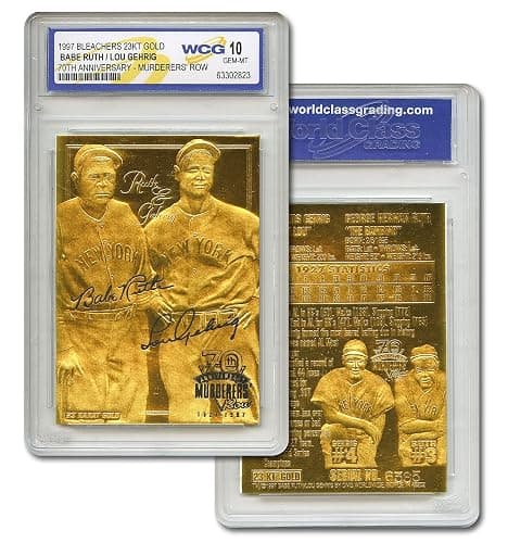 Bleachers Babe Ruth & Lou Gehrig 23KT Gold Collectible Baseball Card GEM Mint 10 - Image 1