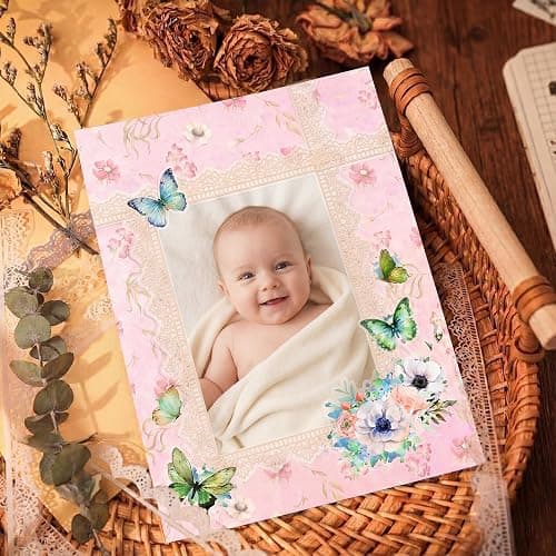 24 Sheets Pink Scrapbook Paper 12''x12'' Double-Sided Floral | Cardstock Lace Borders, Flower Stickers, Decorative Decoupage Paper Bundle for Journal, DIY Card Making Crafts thumbnail 5