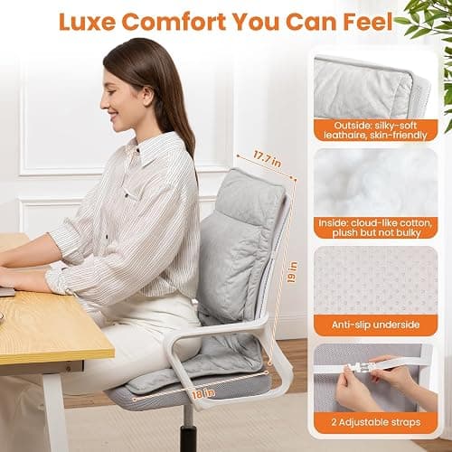 Heated Seat Cushion for Office Chair with Lumbar Support, Extra Large Heated Chair Pad for Pain Relief, Auto Shut Off, 3 Heating Levels, Chair Warmer for Full Back, Waist, Hip, Thigh, Home Use, Grey thumbnail 6