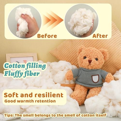 ZXIIXZ 1.1 lb Natural Cotton Filling Cotton Stuffing for Stuffed Animals | (7oz-4.4 lb) Warm Cotton Batting Fiber Fill for Couch Cushion Pillow Home DIY Craft Stuffing thumbnail 5