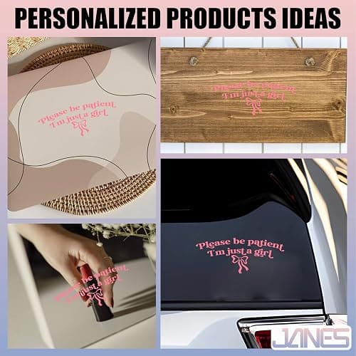 JANES Please Be Patient Im Just A Girl Decal, UV DTF Transfer Car Decal, Car Window Stickers, Coquette Bow Pink Car Decals for Truck Window, Funny Trendy Car Decals for Girls Women thumbnail 4