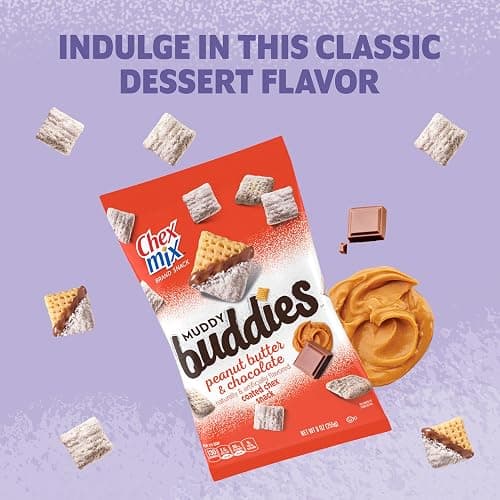 Chex Mix Muddy Buddies Peanut Butter and Chocolate Snack Mix, Snacks, 9 oz thumbnail 3