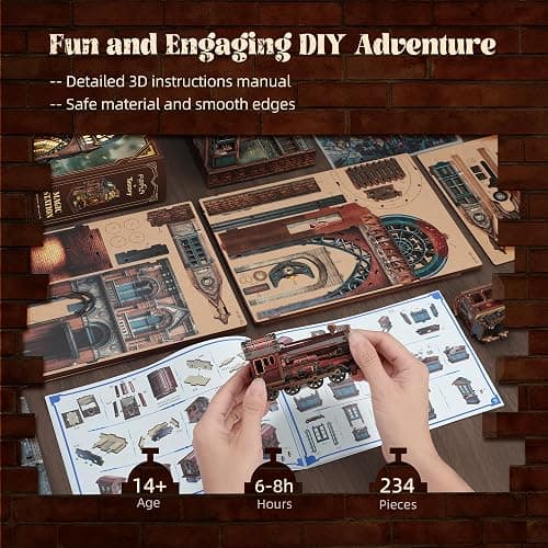 FUNPOLA LED 3D Puzzle Magic Station Book Nook Kit - Interactive 3D Wood Puzzle LED Magical Miniature with Infinite Extension Space - DIY Bookshelf Insert Decor Gifts thumbnail 5