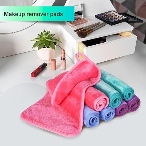 Nugilla Makeup Remover Cloths, 8 Packs Makeup Remover Towels Reusable Face Wash Cloth, Soft Microfiber Face Cloth for Women thumbnail 5