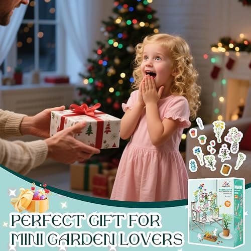 70 Pcs Make It Mini Botanicals Collectibles Playset, Paper Flower Bouquet DIY Crafts, Miniature Garden, Mini Plants, Bonsai, Potted, Succulent, Farm, Wooden Stand for Display, Toy Gift, Age 6+ (Brown) thumbnail 7