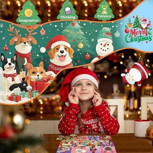 Puzzles for Kids Ages 4-6 6-8 8-10, Christmas Dogs 100 Piece Puzzles for Kids, Christmas Puzzle Jigsaw Puzzles for Adults Kids Puzzles 4-6 5-8, Xmas Gifts Christmas Stocking Stuffers for Boys Girls thumbnail 5