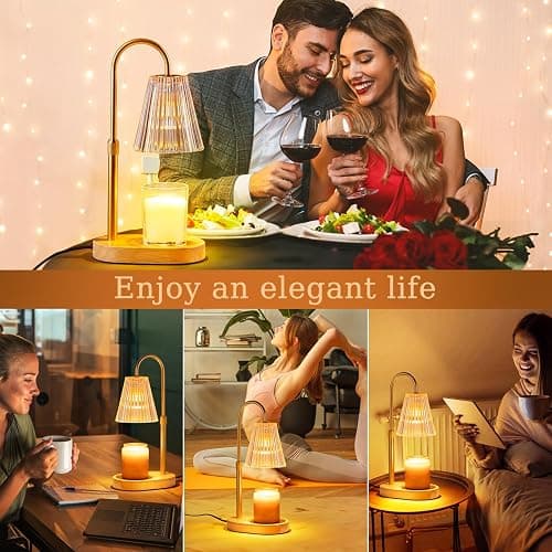 Candle Warmer Lamp with Timer: Electric Candles Wax Warmers Glass Lamps for Jar Candles Burner Adjustable Height and Dimmable Light Modern No Flame Scented Candle Warming Lantern, Amber thumbnail 7
