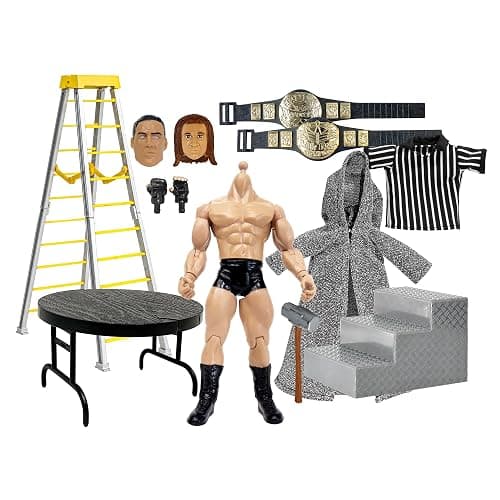 Build A Wrestling Action Figure Kit: Deluxe Special Edition | Create Custom Wrestling Figures with a Figure Body, 2 Heads, Extra Hands, Clothing, Belts and Match Accessories thumbnail 2