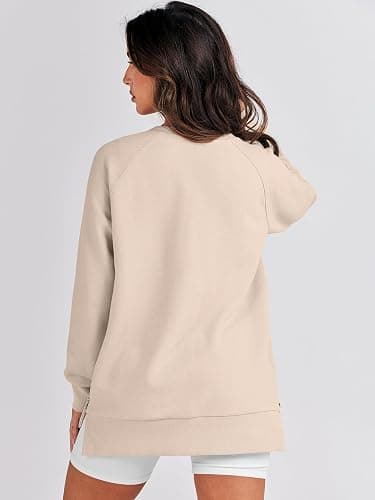 ANRABESS Women's Oversized Sweatshirts Crewneck Long Sleeve Tunic Pullover Shirts Side Zipper Hoodies 2025 Fall Clothes thumbnail 5