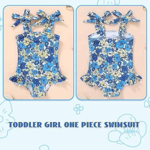 YOUNGER TREE Toddler Swimsuit Girl Color Block Stripe One-Piece Swimwear Baby Girl Bathing Suits thumbnail 3