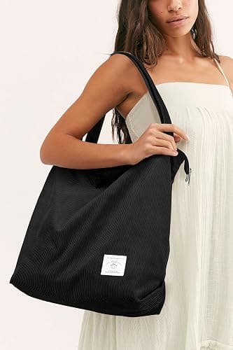 KALIDI Women Corduroy Tote Bag Zipper Casual Tote's Handbag Big Capacity Shoulder Bag with Pockets thumbnail 7