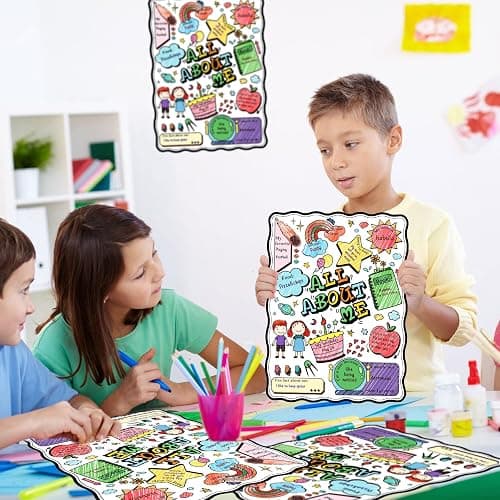 Pajean 25 Pcs All About Me Posters Student Activity Kit - Star Student Poster for Classroom Must Haves - First Day of School Activity for Kindergarten & Elementary thumbnail 4
