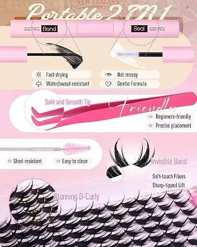 Manga Lash Clusters Kit Anime Lashes Cluster Kit Natural Wispy Eyelash Clusters Kit Spiky Fairy Individual Lashes Cluster with Spikes Invisible Clear Band DIY at Home 10-16MM by zenotti thumbnail 6