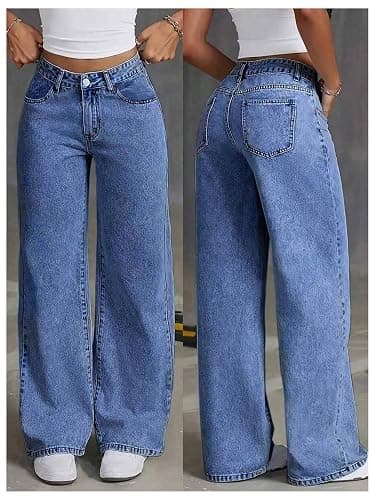 GORGLITTER Girl's Cute Baggy Wide Leg Jeans Elastic High Waisted Denim Pants Bottoms with Pockets thumbnail 6