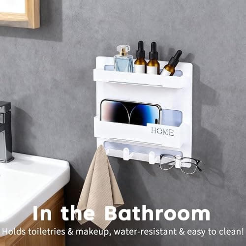KEYCHAD Bedside Shelf for Dorm Bed & Small Spaces - No Drill Floating Wall Organizer, Wall Mounted Bed Shelf Storage, Dorm Room Essentials for Girls, Cute Storage Decor for Bunk Bed, Small Room thumbnail 7