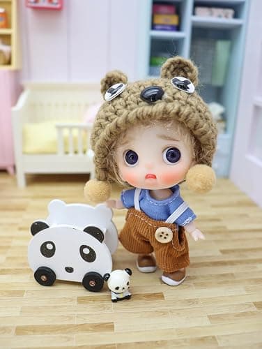 Cute BJD Blind Box,2 Random Poseable Dolls with Handmade Outfits & Crochet Hats,Birthday Gift for Girls,Surprise Mystery Box-Puff Bear Series thumbnail 8