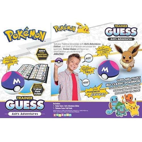 Pokemon Trainer Guess - Ash Adventures - Electronic Guessing Game, Collect 150 Pokemon, Field Guide, Talk to Your Light & Sound Poke Ball, Kids 6+ Brown Box Packaging thumbnail 3