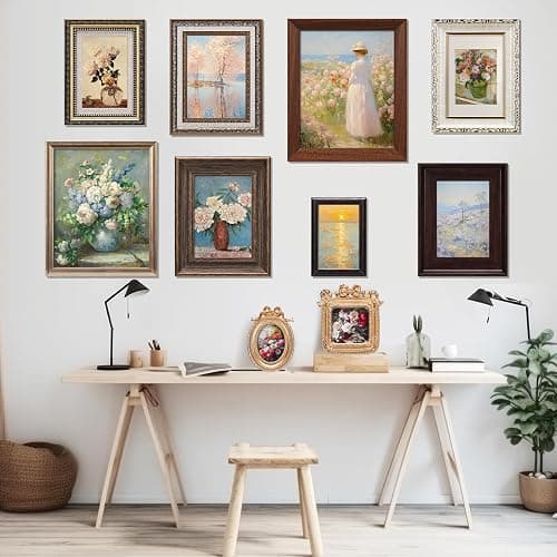 Qunclay 10 Pack Vintage Picture Frames Wall Ornate Antique, Classic Style | 8x10 5x7 4x6 Sizes, French Country Set for Gallery Wall, Bedroom Living Room Tabletop, Ornate Antique Design, No Photos thumbnail 6