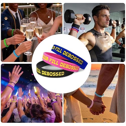 Custom Wristbands for Events Bulk 1-5000PCS with Text Logo Icon,1/2" Wide Personalized Silicone Bracelet for Motivition Gifts,Customized Rubber Bracelet for Men Women,Customizable Wrist Band thumbnail 7
