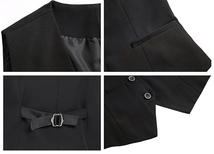 Foucome Suit Vest for Women Formal Regular Fitted Business Dress Vest Tops | V-Neck, Sleeveless, Button Down, Two Insert Pockets, Dressy Casual Waistcoat, Business Casual Outfits thumbnail 4